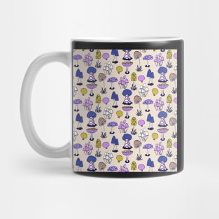 Groovy Weirdcore Mushrooms in purple and blue Mug